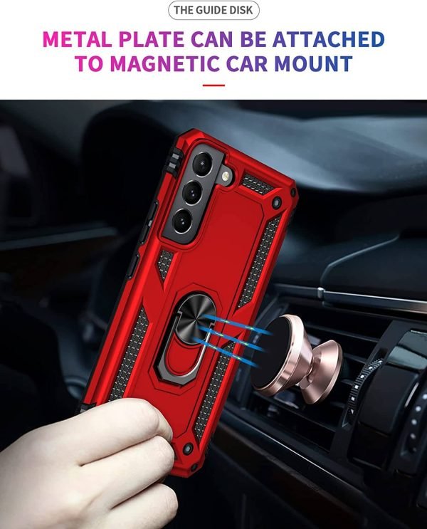 Samsung Galaxy S22 5G Magnetic Ring Rugged Shockproof Case Heavy Duty Protective Back Cover (Red)