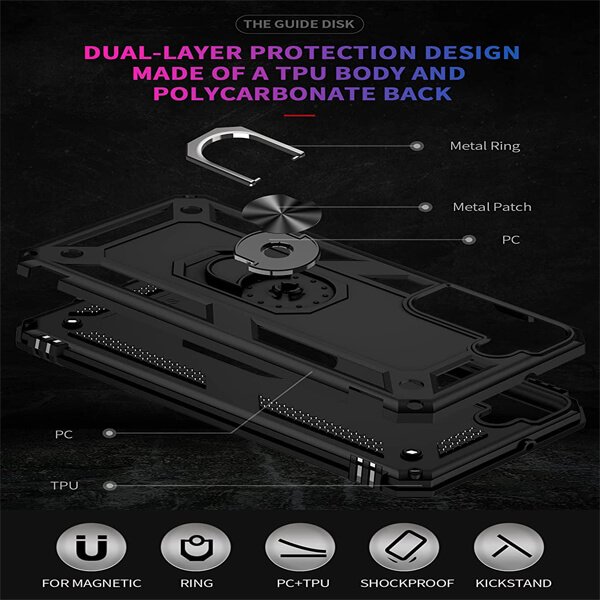 Samsung Galaxy S22+ S22 Plus Magnetic Ring Rugged Shockproof Case Heavy Duty Protective Back Cover (Black)