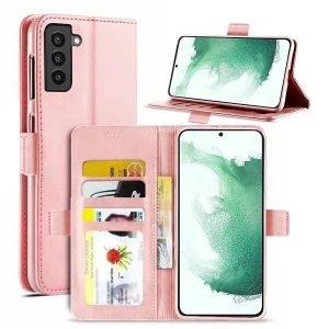 Samsung Galaxy S22+ S22 Plus SupRShield Wallet Leather Card Holder Flip Protective Shockproof Magnetic Case Cover (Rose Gold)