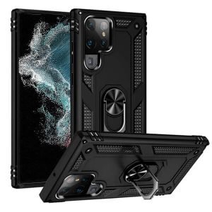 Samsung Galaxy S22 Ultra Magnetic Ring Rugged Shockproof Case Heavy Duty Protective Back Cover (Black)