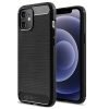 Apple iPhone 12 Shockproof Heavy Duty Rugged Matte Carbon Fiber Case Cover (Black)