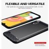 Samsung Galaxy A01 Shockproof Heavy Duty Rugged Matte Carbon Fiber Case Cover (Black)