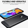 Samsung Galaxy A21 Shockproof Heavy Duty Rugged Matte Carbon Fiber Case Cover (Black)