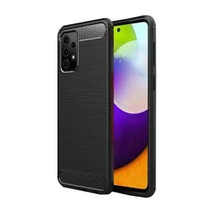 Samsung Galaxy A52 Shockproof Heavy Duty Rugged Matte Carbon Fiber Case Cover (Black)