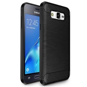 Samsung Galaxy J1 2016 Shockproof Heavy Duty Rugged Matte Carbon Fiber Case Cover (Black)