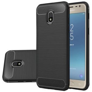 Samsung Galaxy J3 2017 Shockproof Heavy Duty Rugged Matte Carbon Fiber Case Cover (Black)