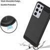 Samsung Galaxy S21 Ultra Shockproof Heavy Duty Rugged Matte Carbon Fiber Case Cover (Black)