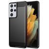 Samsung Galaxy S21 Ultra Shockproof Heavy Duty Rugged Matte Carbon Fiber Case Cover (Black)