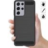 Samsung Galaxy S21 Ultra Shockproof Heavy Duty Rugged Matte Carbon Fiber Case Cover (Black)