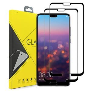 [2 Pack] Huawei P20 Full Coverage Tempered Glass Screen Protector Film Guard (Black)