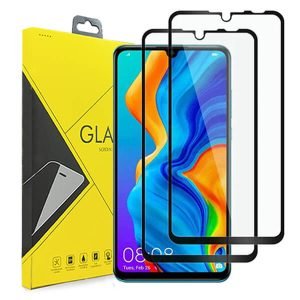 [2 Pack] Huawei P30 Lite Full Coverage Tempered Glass Screen Protector Film Guard (Black)