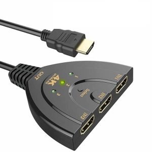 3-Port HDMI Switch Ultra HD 4K 1080p Switcher Splitter Cable for TV PC Consoles