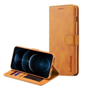 Apple iPhone 12 Pro Max Wallet Flip Case Leather Card Slots Magnetic Cover (Brown)