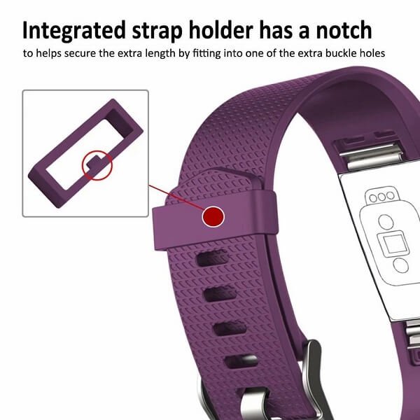 Purple Large Fitbit Charge 2 Band Replacement Wrist Strap Silicone Smart Watch Band, Tempered Glass, Data Cable & Charging Adapter, Car Mount Holder. For Fitbit Charge 2 Band Replacement Wrist Strap Silicone Smart Watch Band (Large , Purple)