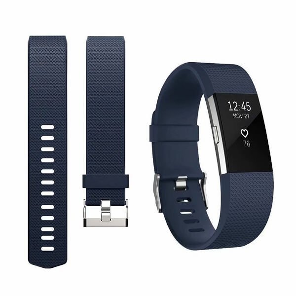 Blue Small Fitbit Charge 2 Band Replacement Wrist Strap Silicone Smart Watch Band, Tempered Glass, Data Cable & Charging Adapter, Car Mount Holder. For Fitbit Charge 2 Band Replacement Wrist Strap Silicone Smart Watch Band (Small , Blue)
