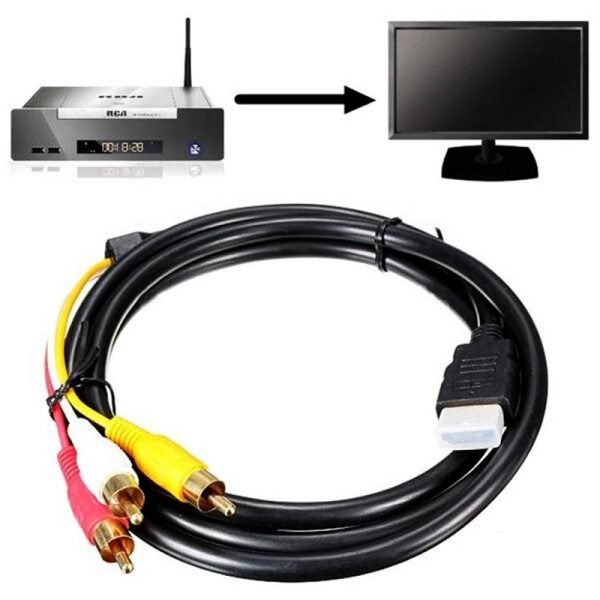 HDMI Male to 3 RCA RGB Male AV Video Audio Adapter Cable For HDTV DVD Player TV (Black)