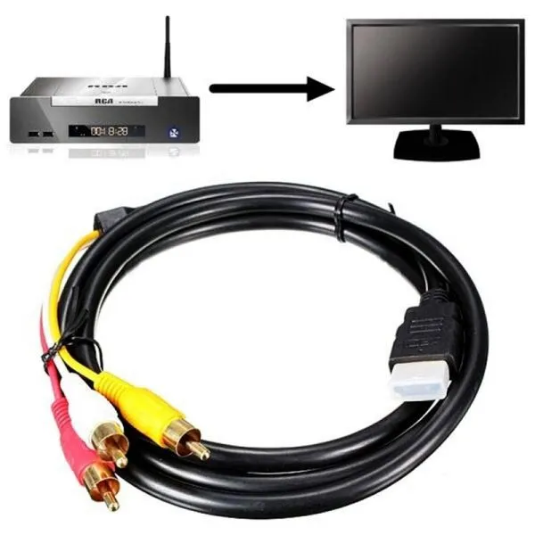 HDMI Male to 3 RCA RGB Male AV Video Audio Adapter Cable For HDTV DVD Player TV (Black)