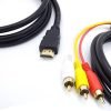 HDMI Male to 3 RCA RGB Male AV Video Audio Adapter Cable For HDTV DVD Player TV (Black)