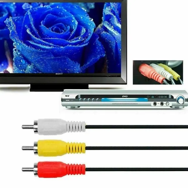 HDMI Male to 3 RCA RGB Male AV Video Audio Adapter Cable For HDTV DVD Player TV (Black)