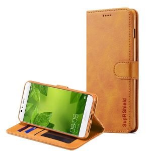 Huawei P10 Plus SupRShield Wallet Leather Card Holder Flip Protective Shockproof Magnetic Case Cover (Brown)
