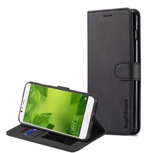 Huawei P10 SupRShield Wallet Leather Card Holder Flip Protective Shockproof Magnetic Case Cover (Black)