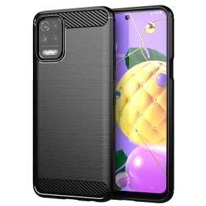 LG K52 Case Shockproof Heavy Duty Rugged Anti Knock Back Cover (Black)