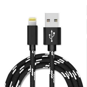 Lightning Fast Charging Data Sync Charger Cable Cord Braided For Apple iPhone iPad iPod (Black, 1 Meter)