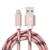Lightning Fast Charging Data Sync Charger Cable Cord Braided For Apple iPhone iPad iPod (Rose Gold, 1 Meter)