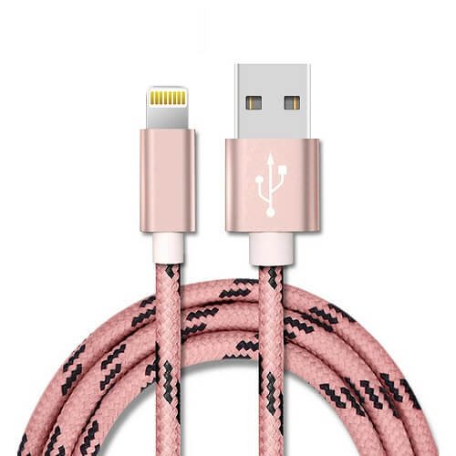 Lightning Fast Charging Data Sync Charger Cable Cord Braided For Apple iPhone iPad iPod (Rose Gold, 2 Meter)