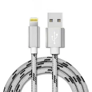Lightning Fast Charging Data Sync Charger Cable Cord Braided For Apple iPhone iPad iPod (White, 1 Meter)