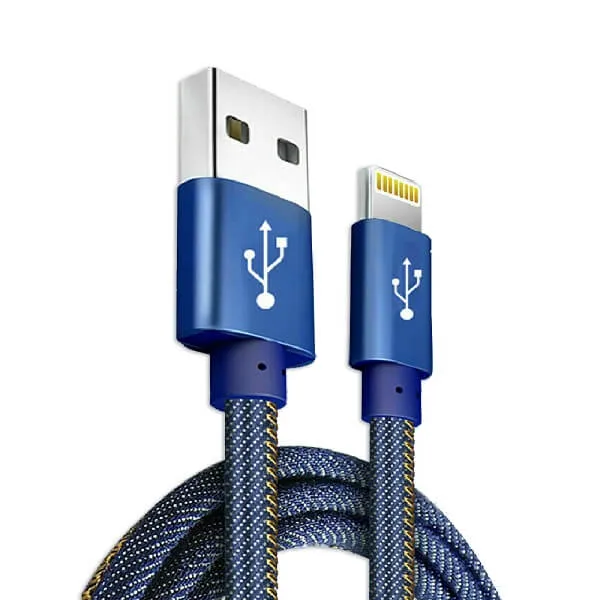 Lightning Fast Charging Data Sync Charger Cable Cord Denim For Apple iPhone iPad iPod (Blue, 1 Meter)