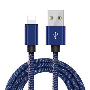 Lightning Fast Charging Data Sync Charger Cable Cord Denim For Apple iPhone iPad iPod (Blue, 2 Meter)