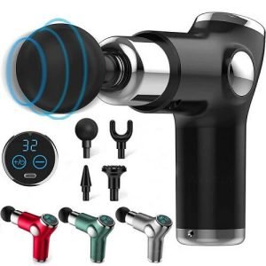 Massage Gun 5 Heads LCD Percussion Massager Muscle Relaxing Therapy Tissue CA (Black)