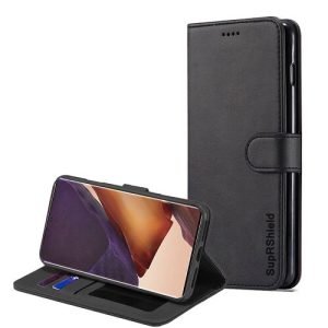 Samsung Galaxy Note 20 Ultra SupRShield Wallet Leather Card Holder Flip Protective Shockproof Magnetic Case Cover (Black)