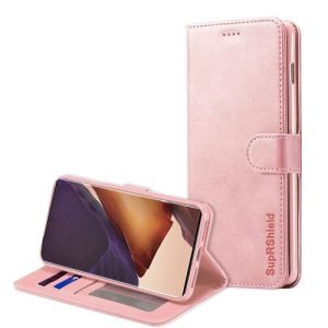 Samsung Galaxy Note 20 Ultra SupRShield Wallet Leather Card Holder Flip Protective Shockproof Magnetic Case Cover (Rose Gold)