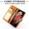 Samsung Galaxy S21 Ultra SupRShield Wallet Leather Card Holder Flip Protective Shockproof Magnetic Case Cover (Brown)