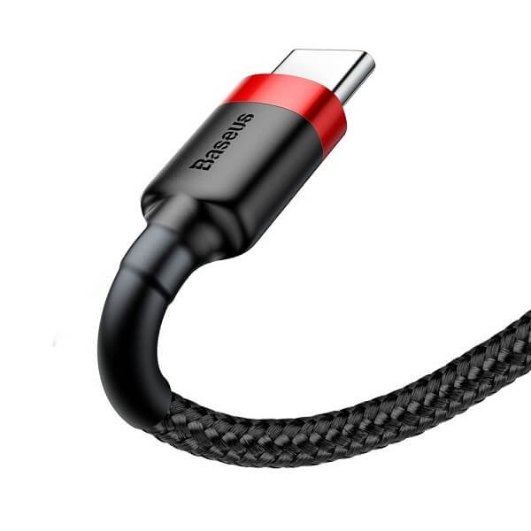 USB Type C Data Cable Fast Charging Charger Cord Baseus For Samsung Galaxy A03S A12 A41 (1M Red head+Black)