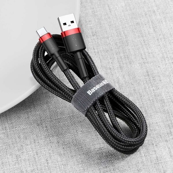 USB Type C Data Cable Fast Charging Charger Cord Baseus For Samsung Galaxy A03S A12 A41 (1M Red head+Black)