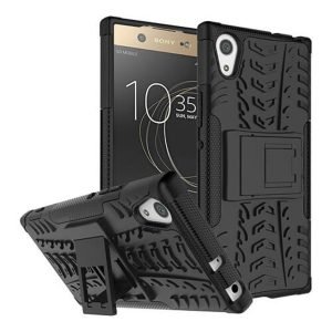 Sony XA1 Ultra Heavy Duty Tough Kickstand Shockproof Rugged Case Cover (Black)