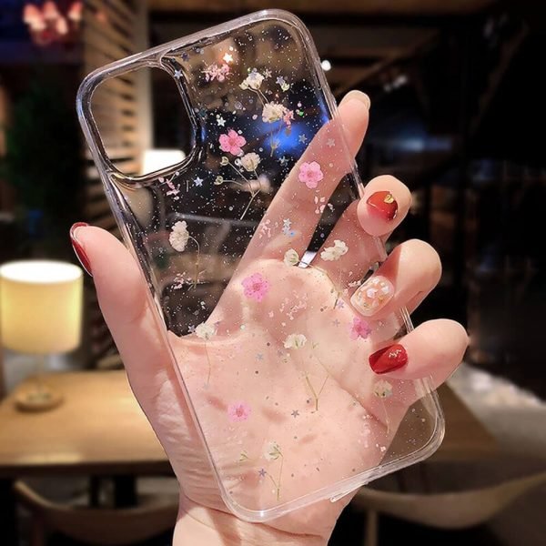 For Apple iPhone SE 2020 Smart Shockproof Dry Flower Glitter TPU Cover Case (Purple) - Image 4