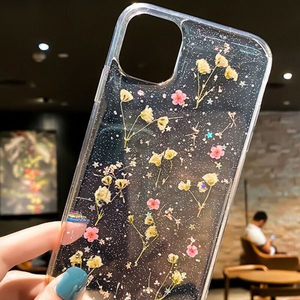 For Apple iPhone SE 2020 Smart Shockproof Dry Flower Glitter TPU Cover Case (Purple) - Image 5