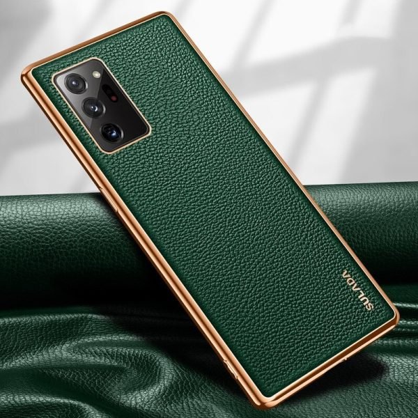 For Samsung Galaxy S21 Soft Leather Shockproof Luxury Stream Plating Elegant Case Cover (Green) - Image 3