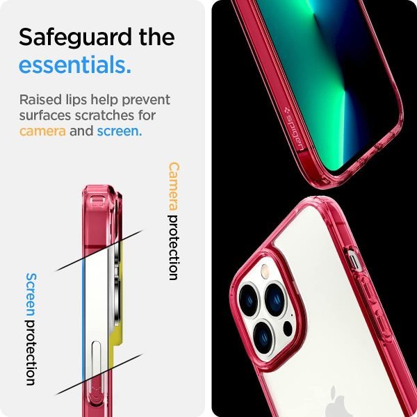 For Apple iPhone 12 Pro Smart Shockproof Luxury Stream Electro Plating Clear Elegant Case Cover (Red) - Image 5