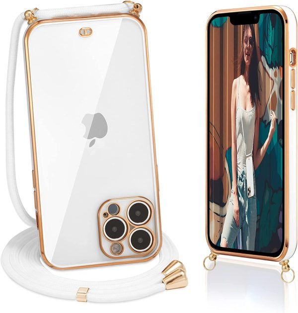 For iPhone 8  Luxury Stream Electro Plating With Chain Elegant Case Cover (White) - Image 5