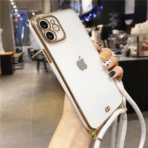 For iPhone 8 Case Luxury Stream Electro Plating With Chain Elegant Case Cover (Purple)
