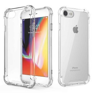 Apple iPhone 8 Clear Case Shockproof Tough Gel Transparent Air Cushion Heavy Duty Phone Back Cover (Crystal Clear)