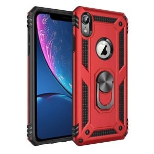 Apple iPhone XR Magnetic Ring Rugged Shockproof Case Heavy Duty Protective Back Cover (Red)