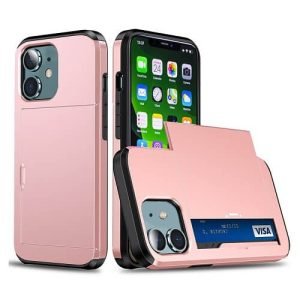 For Apple iPhone 11 Shockproof Card Slot Wallet Heavy Duty Case Tough 360 Case Cover (Rose Gold)