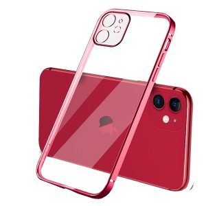 For Apple iPhone 11 Smart Shockproof Luxury Stream Electro Plating Clear Elegant Case Cover (Red)