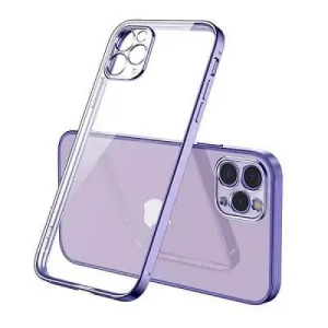 For Apple iPhone 12 Pro Smart Shockproof Luxury Stream Electro Plating Clear Elegant Case Cover (Purple)